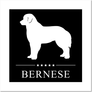 Bernese Dog White Silhouette Posters and Art